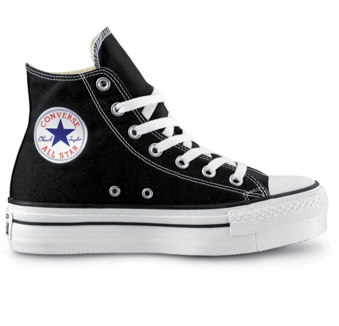 Converse lona alta doble plataforma negra